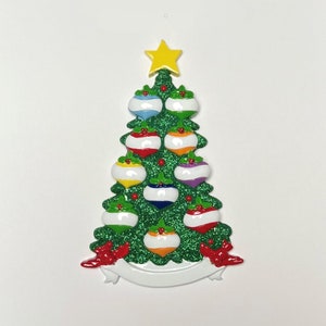 Personalized Family Of 10 Christmas Tree Ornament Glitter Christmas Tree Family Of 10 Ornament For large family