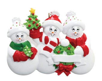 Snowman Family of 3 Personalized Christmas Ornament - Etsy