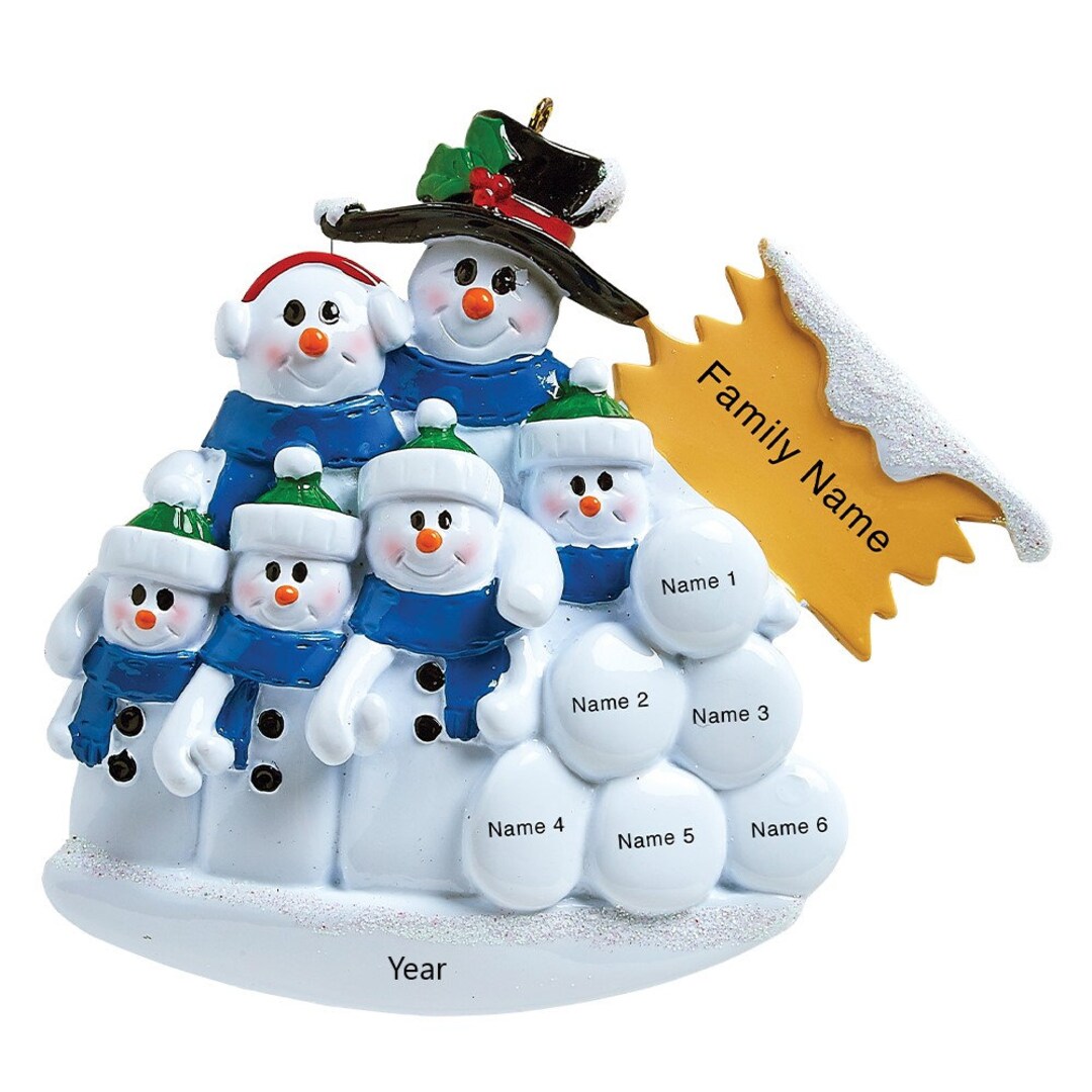 Personalized Snowman Family of 6 Christmas Ornament / Personalized ...