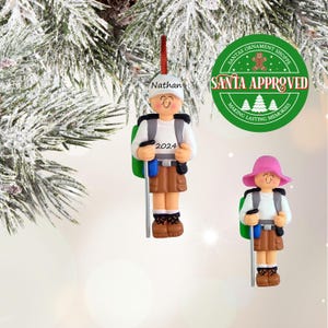 Hiking Personalized Christmas Ornament / Male Hiker Personalized Ornament Gift For Him / Camping / Gift For Hiker / Hiking / Back-backing