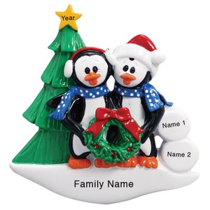 Personalized Christmas Ornaments For Couples / Penguin Family Of 2 / Our 1st Christmas Personalized Ornament  2022 Custom Christmas Ornament