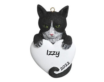 Personalized Cat Ornament / Tuxedo Cat Personalized Ornament / Ornament / Cat Lover Gift / Custom Cat Ornament / Ornament With Name