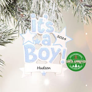 Personalized Baby's 1st Christmas Ornament, It's A Boy Newborn Ornament, Expecting Ornament, Pregnancy Announcement Custom Ornament Gift