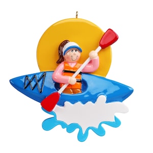 Personalized Kayaking Girl Ornament / Female Canoeing Christmas Ornament / Kayak Ornament / Gifts for Kayaker / Water Sports