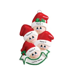 Personalized Family Of 4 Holiday Ornament For Family Of Four Christmas Ornament With Name Gift For 2023 Family Ornament Stocking Cap Family