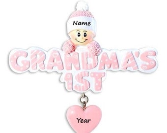 Personalized Grandma's 1st Granddaughter Ornament Baby's 1st Christmas Ornament First Time Grandma Gift We're Expecting Ornament Baby Girl