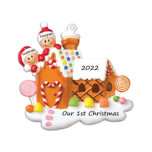 Personalized Family Christmas Ornament 2024 Couple Ornament Gingerbread House Ornament Family Of 2 Personalized Christmas Ornament