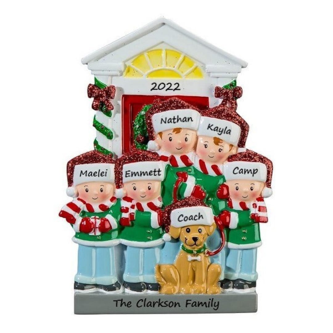 Family of 5 Personalized Christmas Ornament With Dog / Family With Pet ...