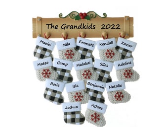 Family Ornament Up to 16 Names Personalized Christmas Ornament Christmas Stockings Christmas Ornament For Large Families GrandParent Gift