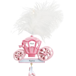 Princess Carriage Ornament / Pink Carriage Ornament / Princess Ornament / Gift For Little Girl&#39;s / Holiday Ornament With Child Name