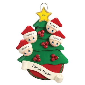 Family 4 Personalized Ornament Custom Family Ornament Family of Four Christmas Ornament With Name Christmas Tree Ornament Gift For Family
