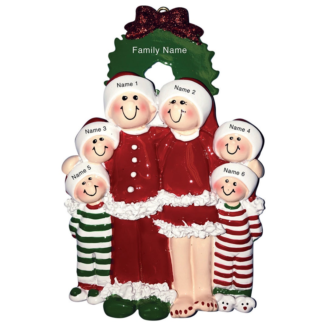 Personalized Pajama Family of 6 Christmas Ornament / Christmas Eve ...