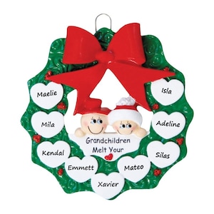 Grandparents Christmas Ornament - Grandparents Ornament With 9 Grandchildren - Personalized Christmas Gift