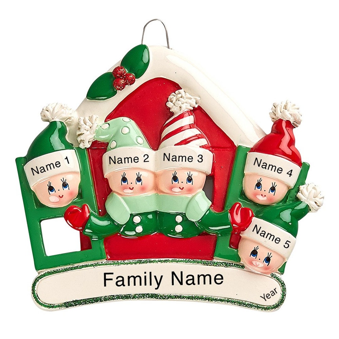 Personalized Family Of 5 Christmas Ornaments 