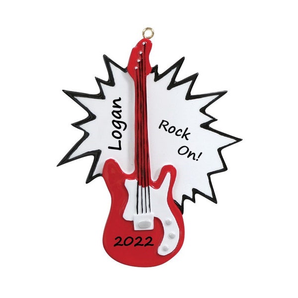 Guitar Christmas Ornament / Personalized Red Electric Guitar Ornament / Holiday Gift For Guitar Player / Personalized Ornament With Name