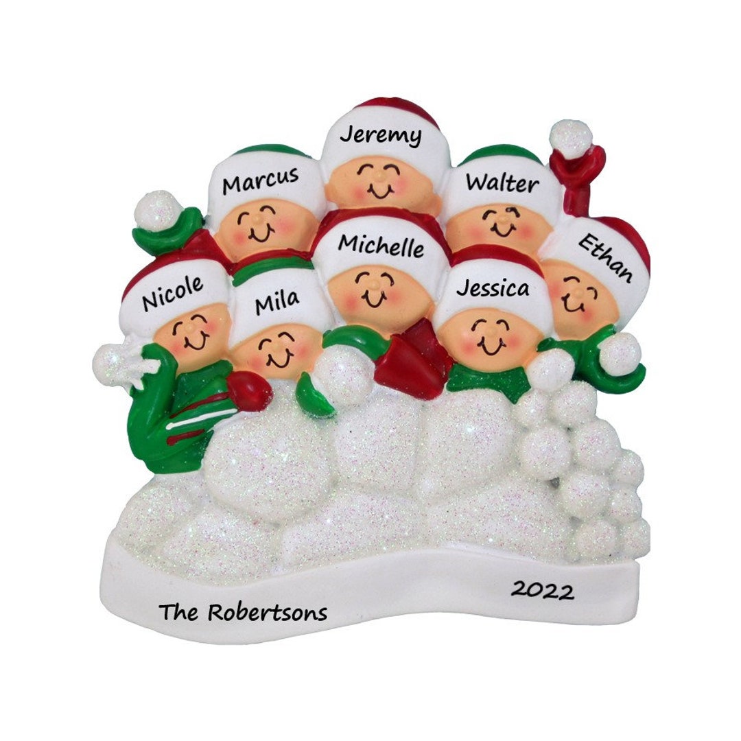 Family Ornament 2023 Personalized Family of 8 Christmas Ornament