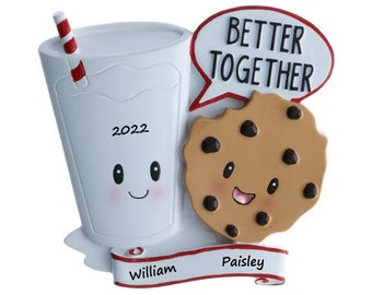 Personalized Couples Ornament Milk And Cookies Couple Christmas Ornament Better Together Ornament Best Friends Ornament