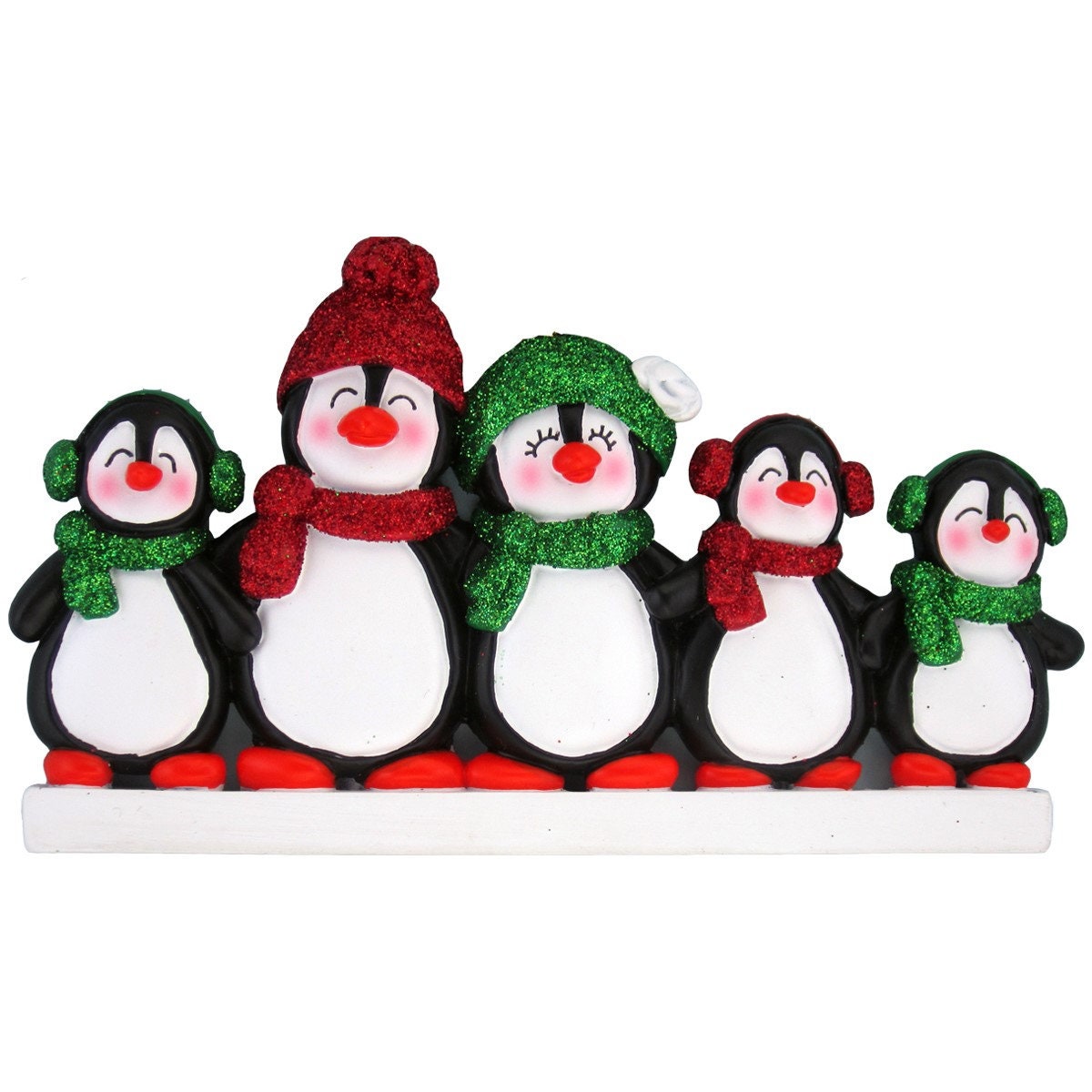 Personalized Penguin Family of 5 Ornament / Penguin Personalized ...