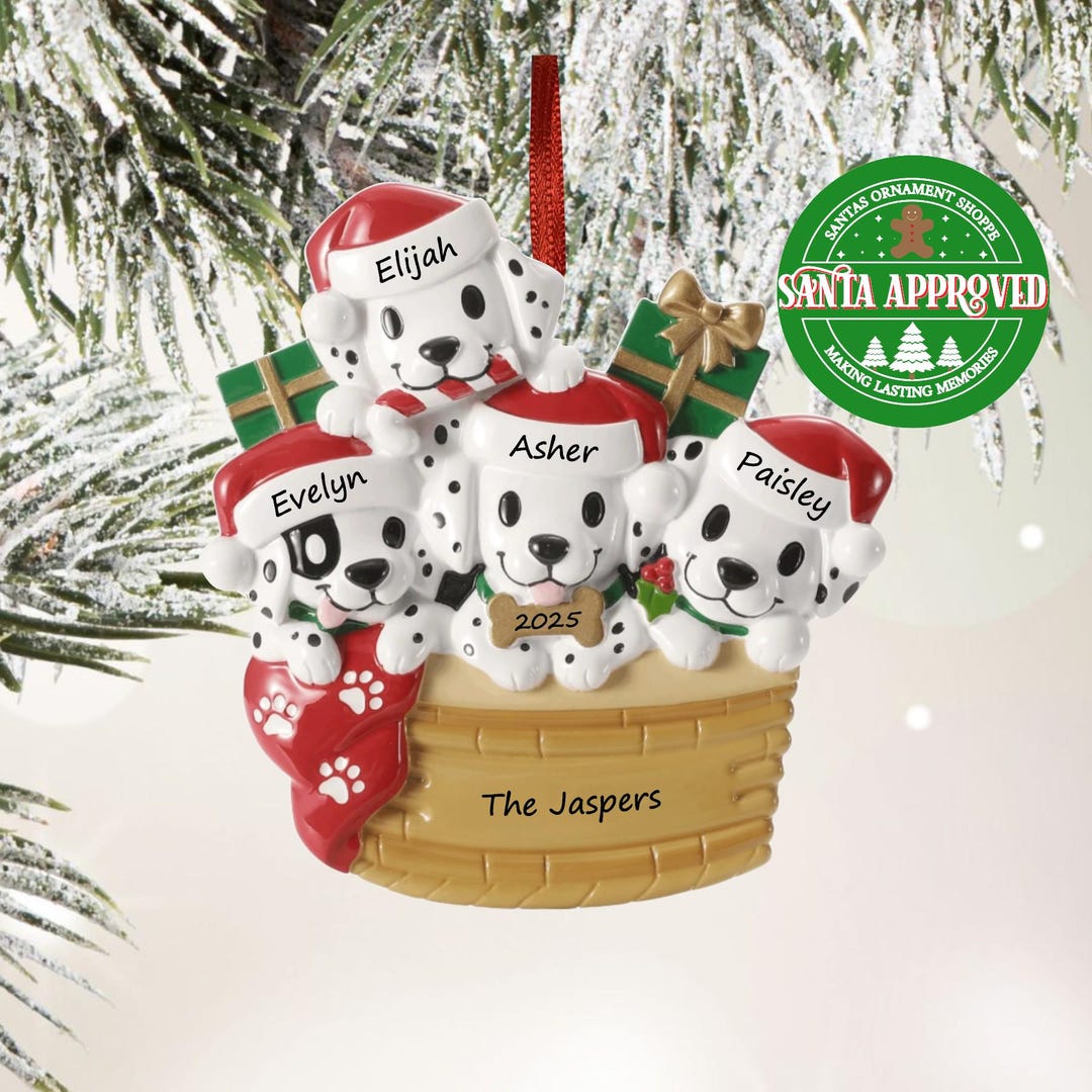 Personalized Family of 4 Ornament Dalmation Puppy Dogs Christmas ...