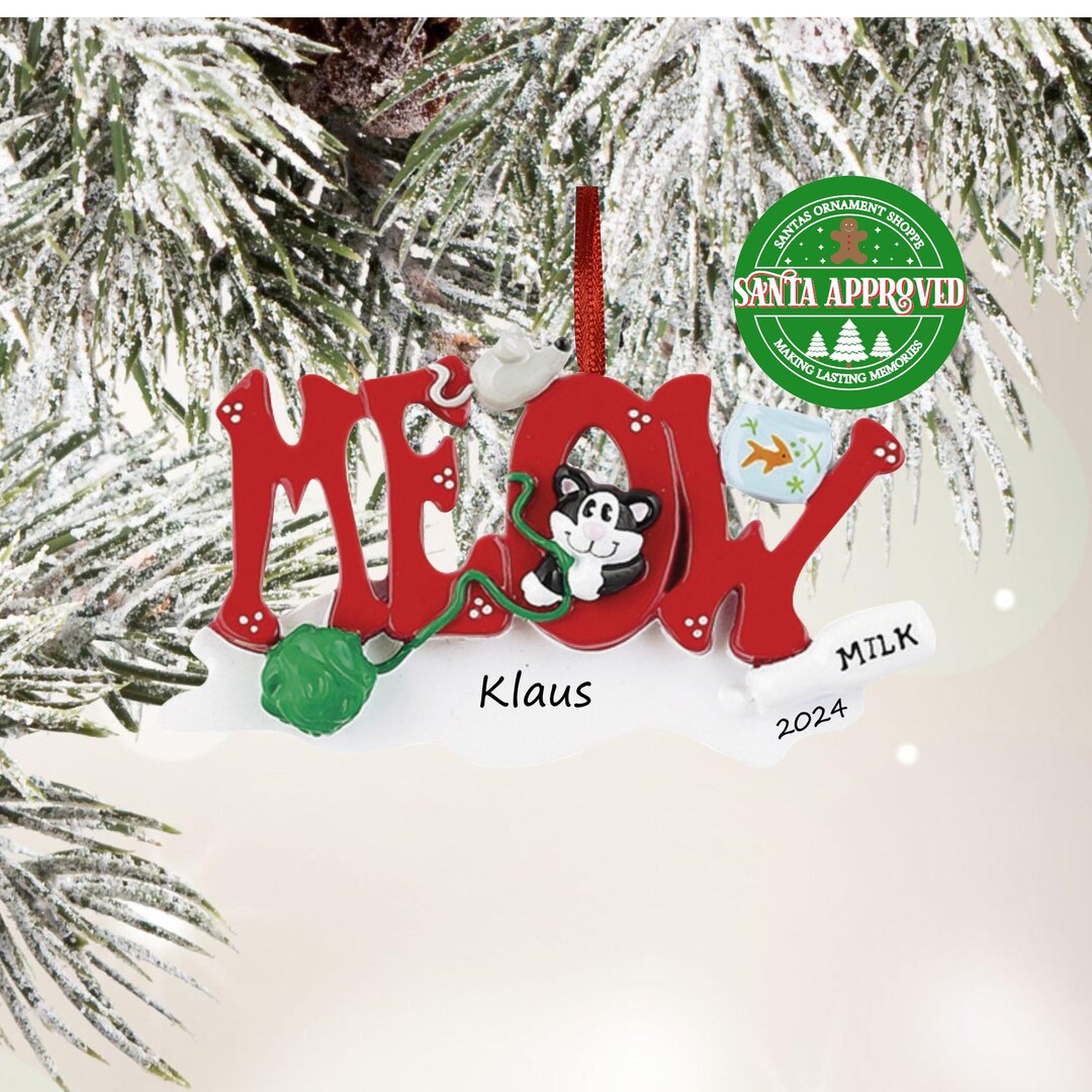 Kitty Cat Personalized Ornament, Custom Kitten Cat Christmas Ornament ...