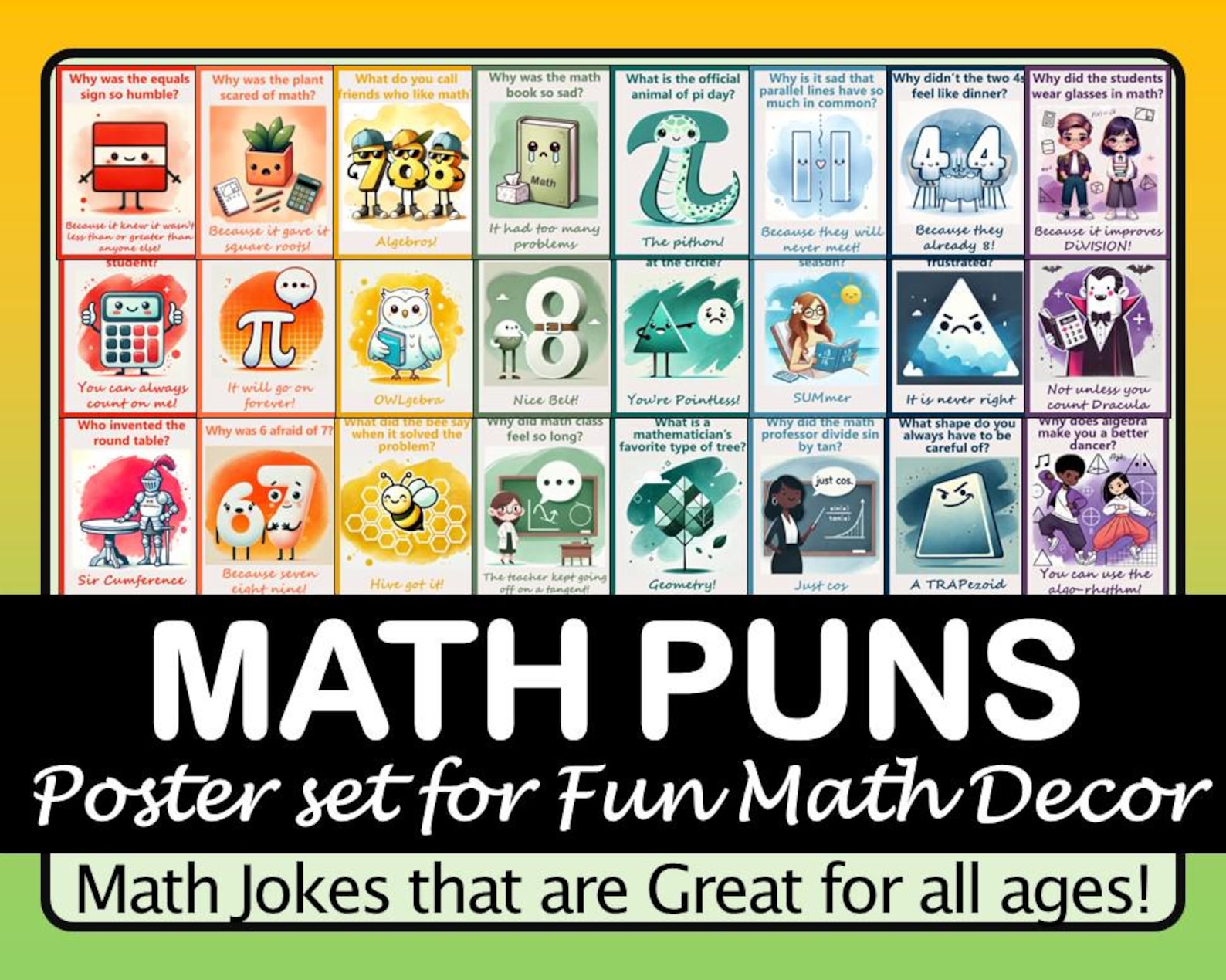 Funny Math Puns Poster Bundle: STEM Classroom Decor (PDF Download) - Etsy
