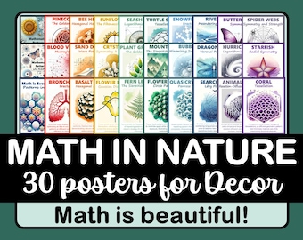 Math in Nature Poster Set: STEM Classroom Decor Bulletin Board (PDF Download)