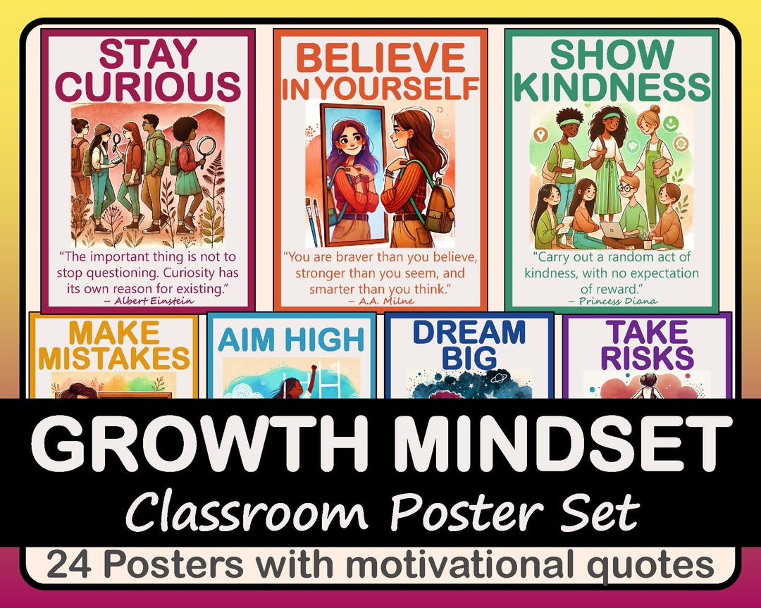 Boho Growth Mindset Posters: 24 Inspirational Classroom Quotes (PDF ...