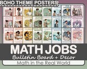 Math Careers Poster Set: Boho Classroom Decor Bulletin Board (PDF Download set of 24)