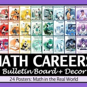 Math at Work: Exploring Math at Works Poster Set | Regenbogen Brights Klassenzimmer Dekor | Mathe-Jobs | Mathe im Alltag Bulletin