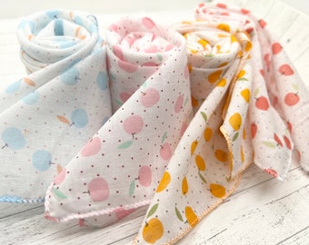 Cherry Cotton gauze scarf, Cotton Bandana, Soft Cotton Scarf, chemo scarf, Boho Scarf, gift handkerchief, Vintage scarf
