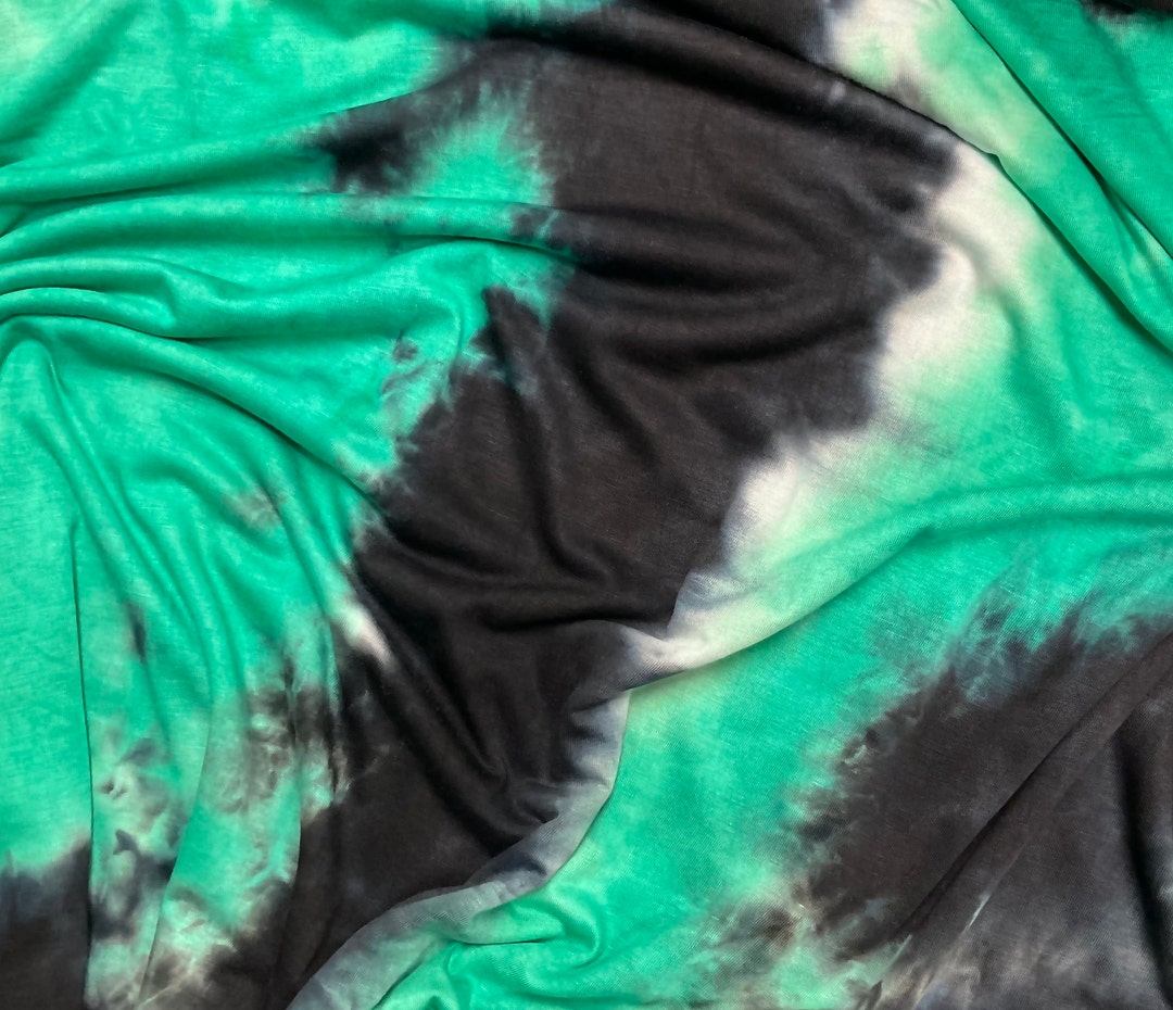 Emerald /black Tie Dyetie Dye Fabric by the Yardrayon - Etsy
