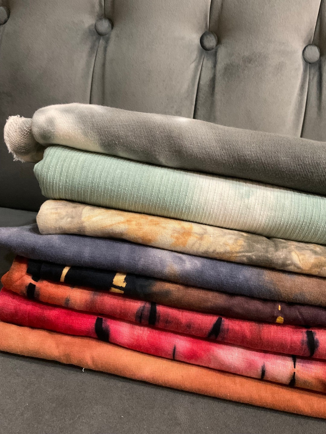 10 Yards Bundle Fabric, Jersey Fabric by the Yard, Solid Fabric, Stripe Fabric, Tie Dye Knit