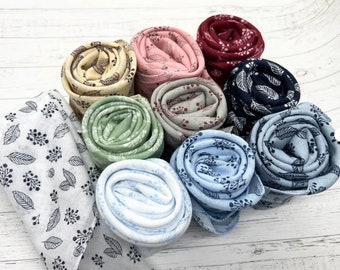 Leaf print Cotton gauze scarf, Cotton Bandana, Soft Cotton Scarf, chemo scarf, Boho Scarf, gift handkerchief, Vintage scarf, 8-1