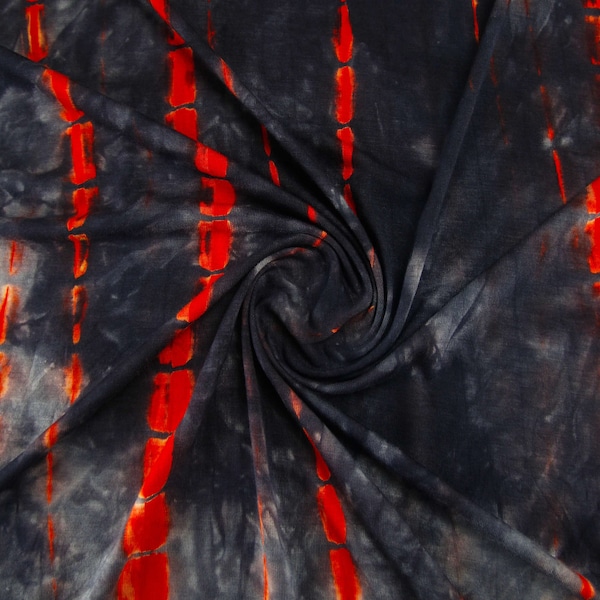 Rayon Bamboo Black/Red Combo tie dye, Tie dye fabric by the yard, Tie dye knit fabric, Tie dye stretch Jersey knit, F49049-42