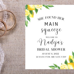 She Found Her Main Squeeze Bridal Shower Sign - Editable Template - Digital Download
