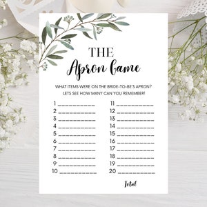The Apron Game Bridal Shower Game - Digital Download