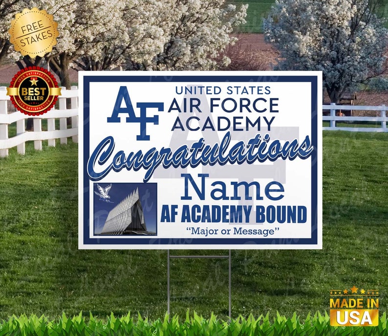 United States Air Force Academy Sign Air Force Academy Bound Yard Sign United States Air Force Academy Gift Sign with stake AF Bound w/NAME