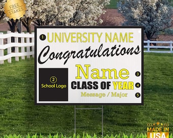 Graduation Yard Signs and Banners ANY University School Year Graduation Sign Graduation Banner Custom Graduation Gift Senior Graduation