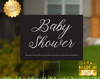 Baby Shower Way Finding Signs "Script" Edition - Yard Sign with H-Stake for display.