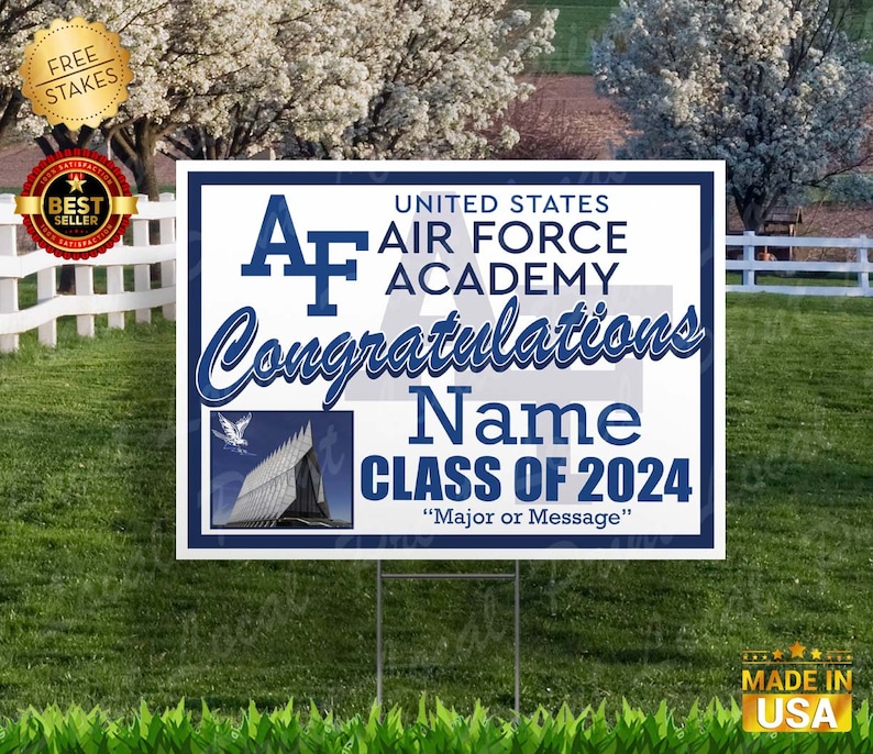 United States Air Force Academy Sign Air Force Academy Bound Yard Sign United States Air Force Academy Gift Sign with stake AF Graduation w/NAME