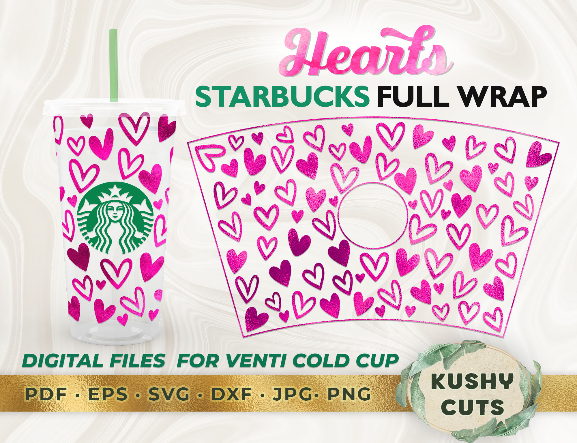 Valentine Heart Starbucks SVG Starbucks Full Wrap Venti | Etsy