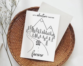 Let's Adventure Together Forever Card // Anniversary card, Valentines day card, Travel card, Campervan card, Camping card, Adventure card