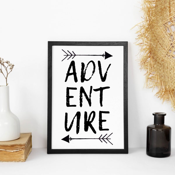 Adventure Print // Travel quote, Adventure print nursery, Adventure decor, Adventure wall art