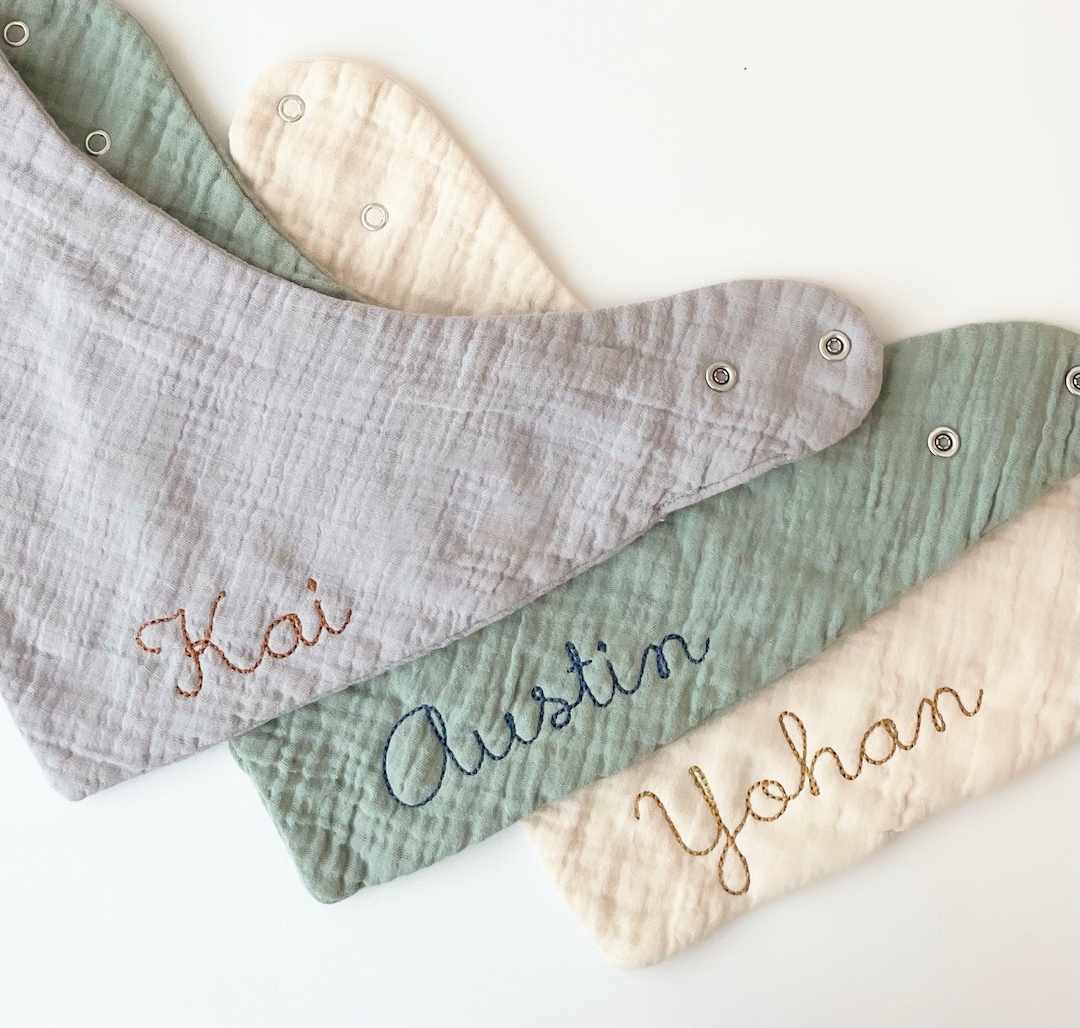 Embroidered Personalized Bib, Embroidered Baby Gift, Double Gauze ...