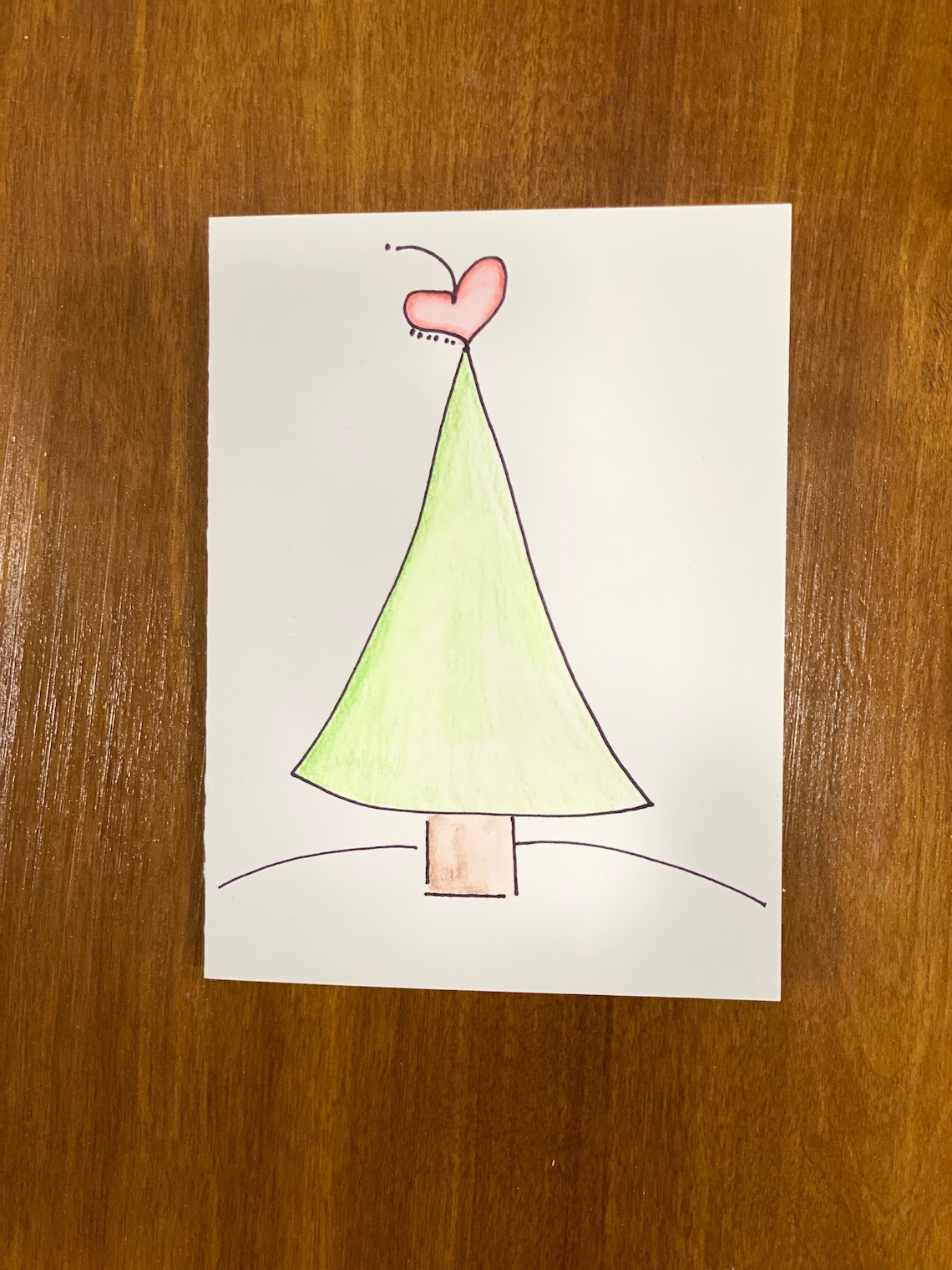 Christmas Card hand drawn and painted set of 6 | Etsy