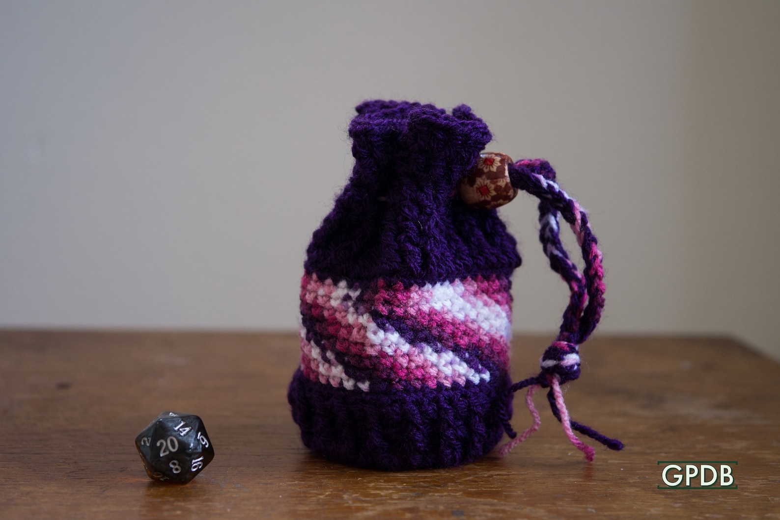 Handmade Crochet Dice Bag Purple Pattern Panel Etsy