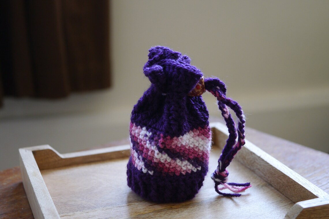 Handmade Crochet Dice Bag Purple Pattern Panel Etsy