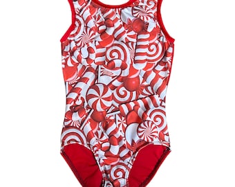Gymnastics Leotard - Christmas Candy Canes