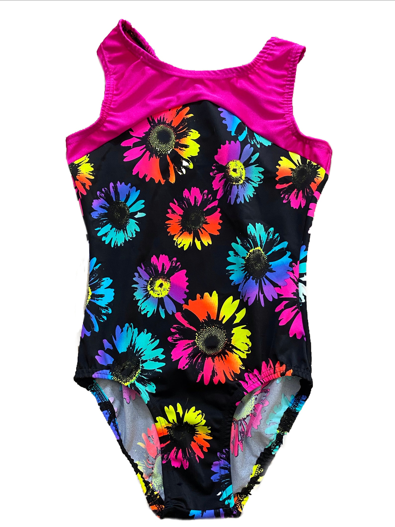 Gymnastics Leotard Pink and Black Large Flower Print Etsy