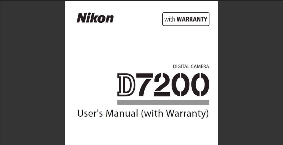 Nikon D7200 D720 and N1406 users manual. Etsy
